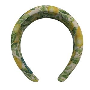 Divina Italian Design Lemon Print Headband Yellow Green Size OS